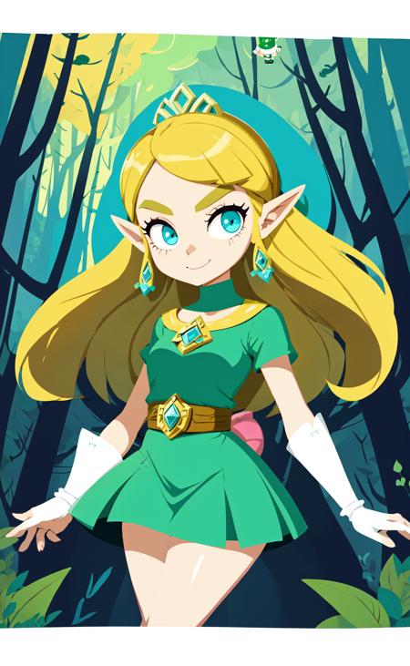75133-843923570-powerpuff girls style, Princess Zelda, beautiful forest, illustration, (smug, smirk_0.7).png